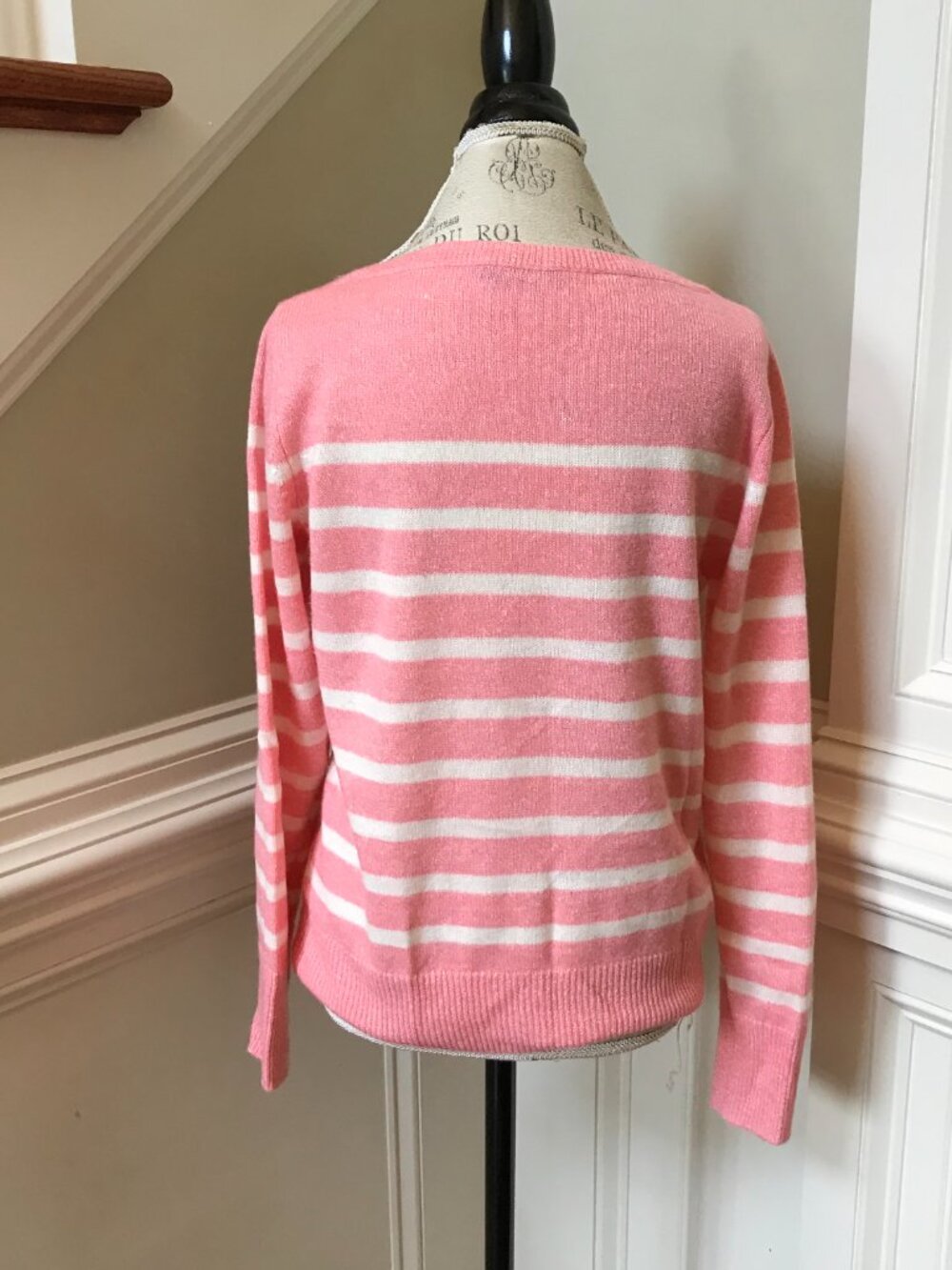Vineyard Vines Caley Stripe Sweater Womens Small Pink White Cashmere Linen Knit - Picture 10 of 12